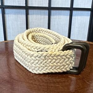 Men's J Crew Cream Woven Belt with Brass Buckle EUC length 40”